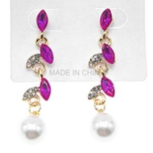 Elegant Pink and Gold Drop Earrings